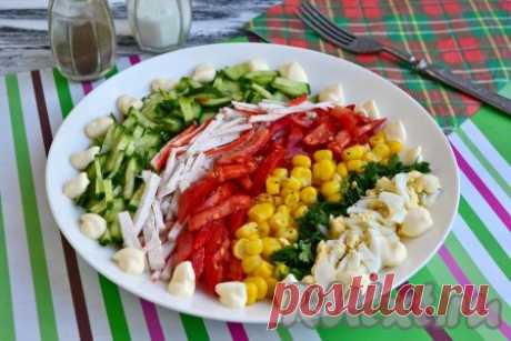Салат "Радуга" с крабовыми палочками