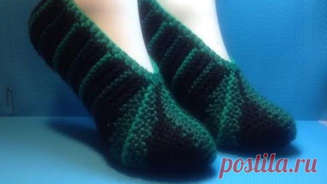Вязание спицами ТАПОЧКИ- СЛЕДКИ, СВЯЗАННЫЕ УКОРОЧЕННЫМИ РЯДАМИ