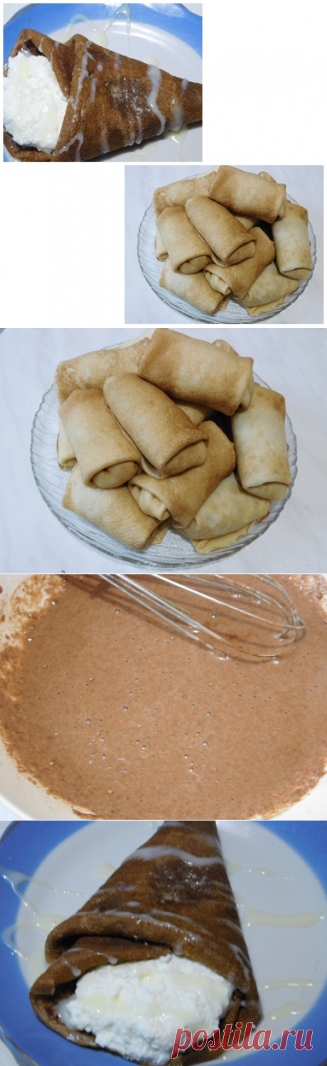 НАПОМИНАЛКА (Заварные блинчики) И ПОХВАСТУШКА ( Шоколадные блины с творожно-ванильной начинкой)