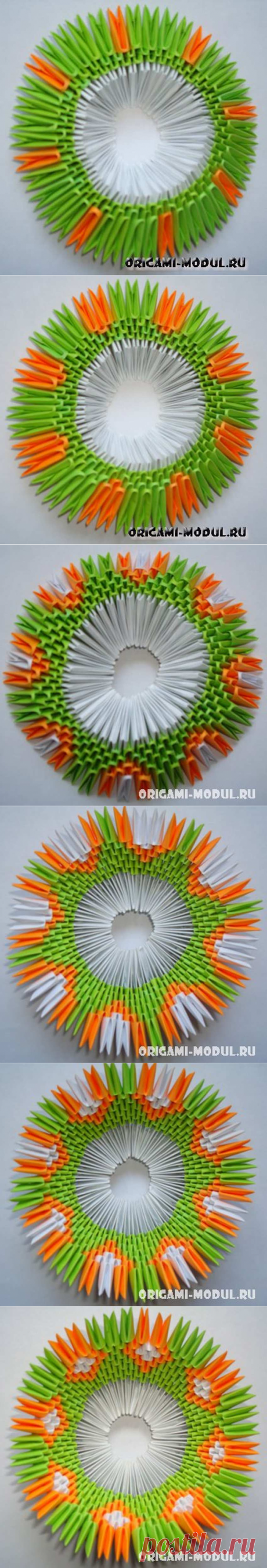 Бумажная корзинка из модулей оригами