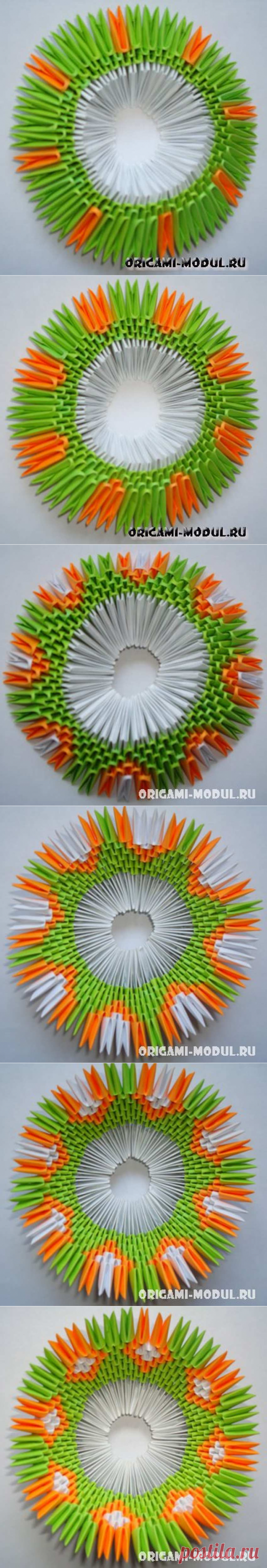 Бумажная корзинка из модулей оригами