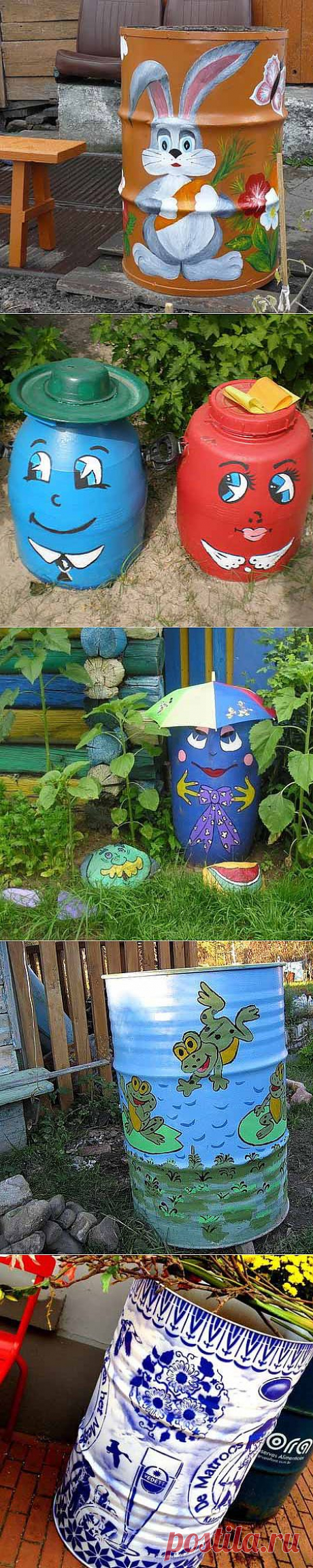 Красивые дачи: декор бочки для воды