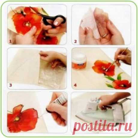 Декупаж на ткани, канве, пластике и картоне (фото и видео)