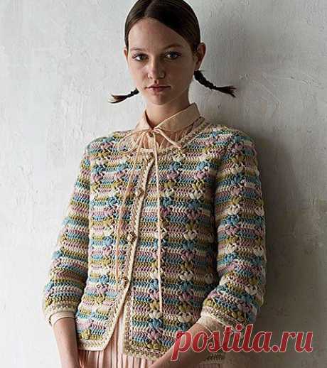 ПОЛОСАТЫЙ ЖАКЕТ С АЖУРНЫМИ ДОРОЖКАМИ (&quot;Keito Dama&quot; no.167)