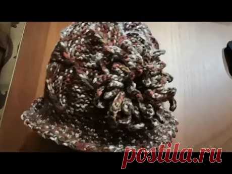 Шляпа с полями, зимняя. Пэчворк. 3Часть.  Crochet hat with fields.