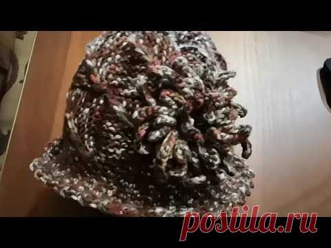 Шляпа с полями, зимняя. Пэчворк. 3Часть.  Crochet hat with fields.