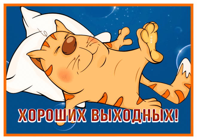 Забавная картинка хороших выходных с котиком | Открытки Онлайн