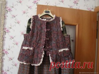 Утепленный винтажный стеганый жилет большого размера в стиле кантри – купить в интернет-магазине на Ярмарке Мастеров с доставкой Утепленный винтажный стеганый жилет большого размера в стиле кантри - купить или заказать в интернет-магазине на Ярмарке Мастеров | Утепленный винтажный стеганый жилет большого…