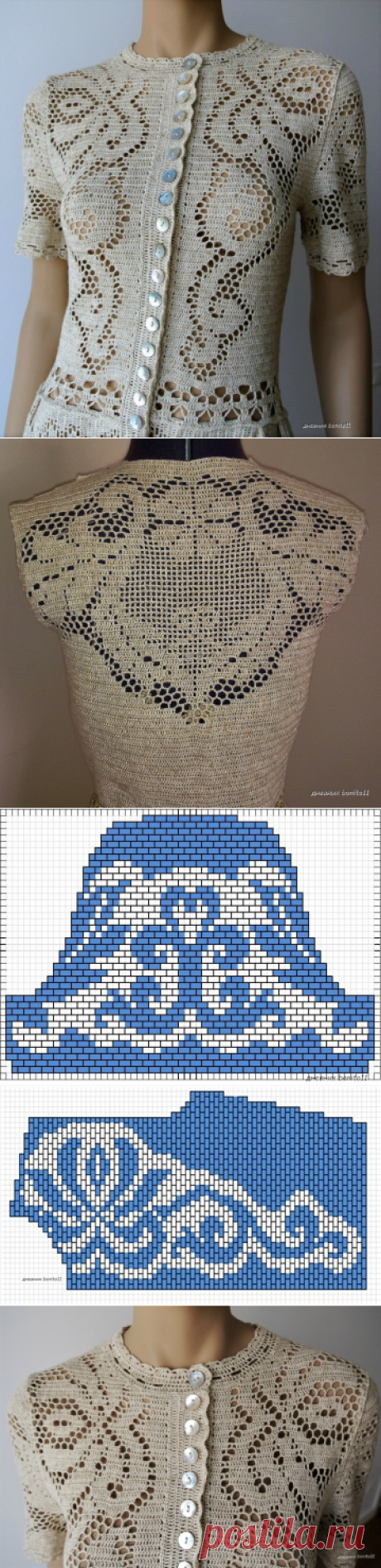 Красивое платье крючком филейной вязкой...