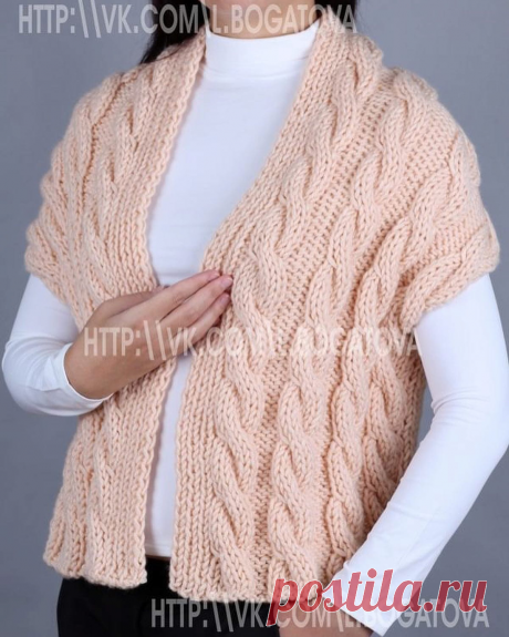 Кардиган с короткими рукавами спицами от @lana.bogatova - KNITTLY.ART