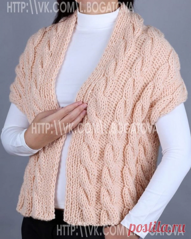 Кардиган с короткими рукавами спицами от @lana.bogatova - KNITTLY.ART