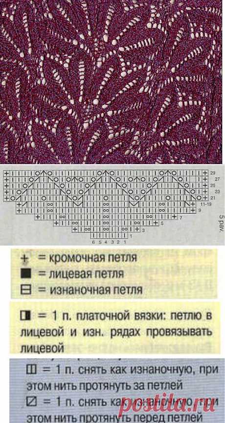 Ажурный узор спицами.