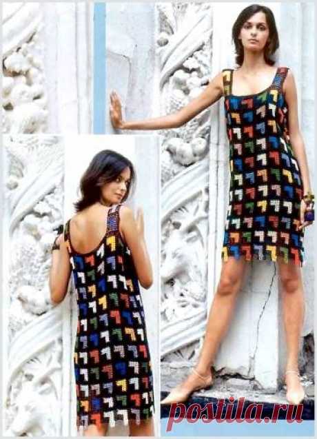 Платье из черных филейных квадратов. Филейное вязание. - Схемы вязания платья - Схемы для вязания - Уроки вязания крючком - Вязание крючком, схемы для вязания крючком