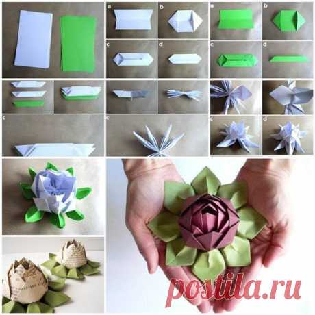 DIY Origami Lotus Flower | iCreativeIdeas.com