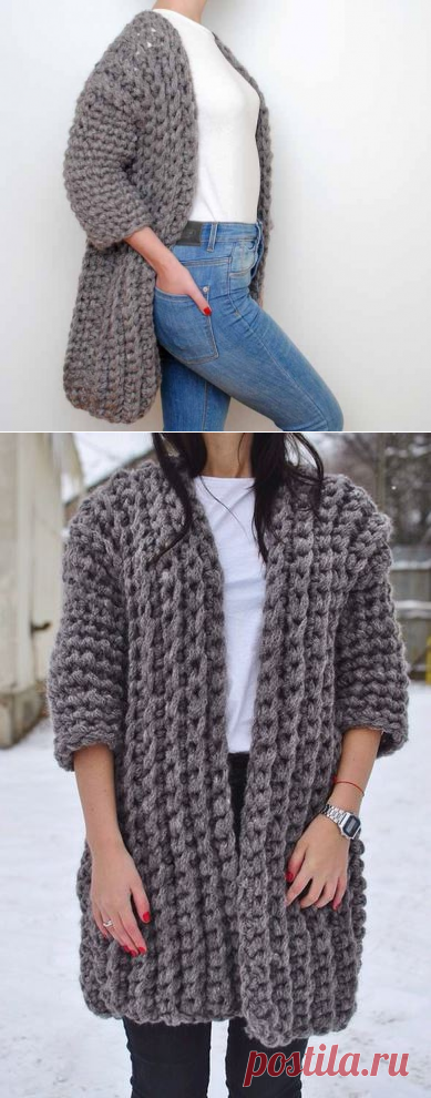 Вязаное пальто длинное мокко KNITKINA