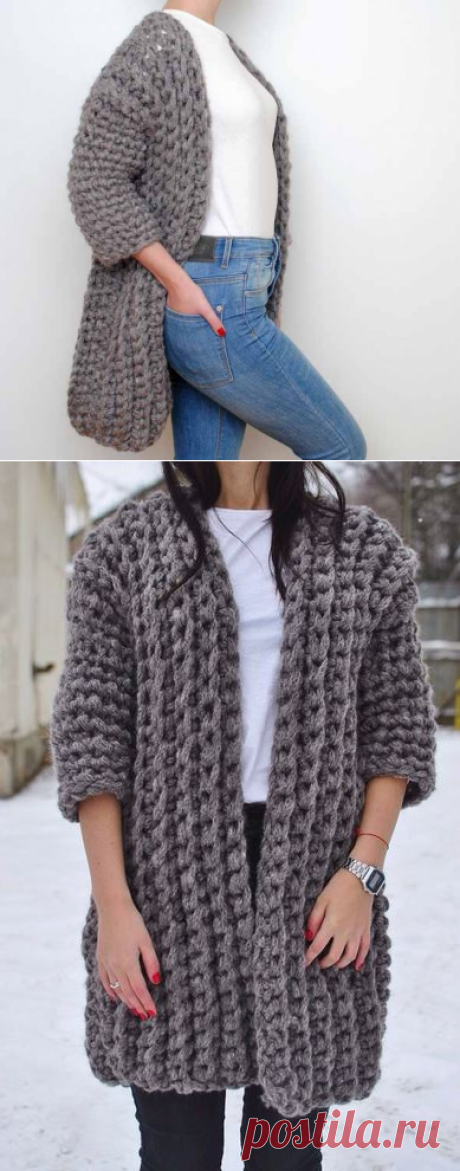 Вязаное пальто длинное мокко KNITKINA