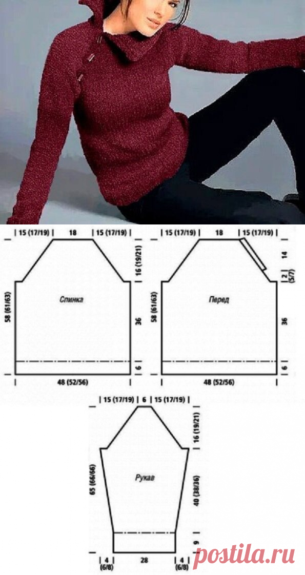 Джемпер простым узором с застёжкой по линии реглана (с описанием) | Идеи рукоделия | Яндекс Дзен