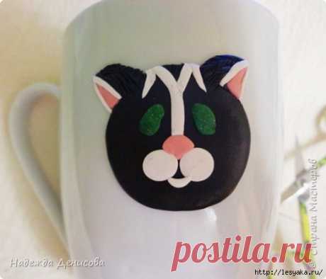 Очаровательная кружка &quot;Котик с ромашкой&quot; своими руками!