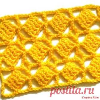 . Ажурный узор с повернутыми квадратиками. Видео МК Ажурный узор с повернутыми квадратиками подойдет для летних моделей и палантинов. Узор можно использовать и для вязания шалей, причем в 2-х вариантах.