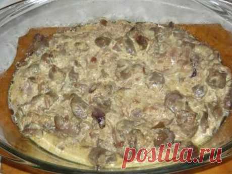 Куриные желудки тушеные в сметане