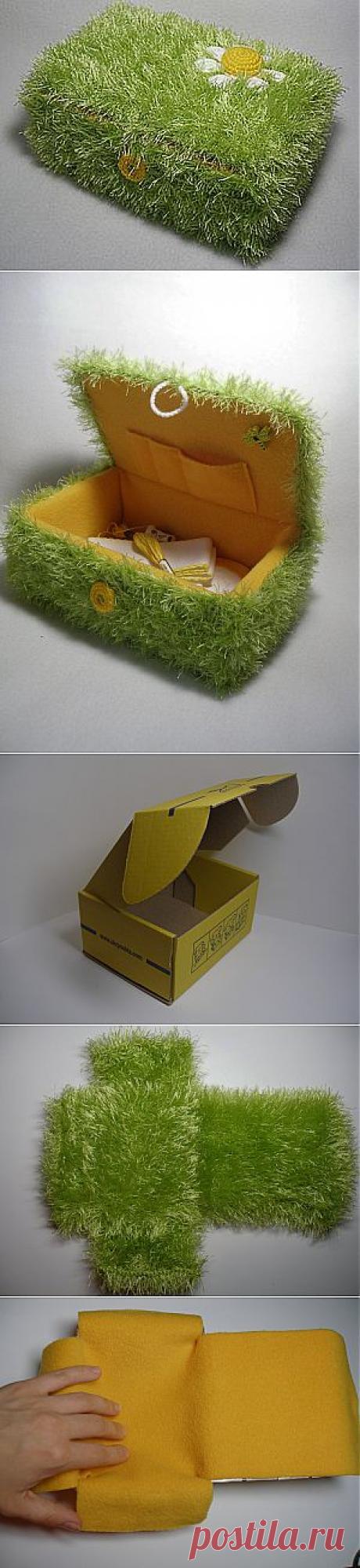 Ромашковая шкатулочка. Вязание спицами и крючком | Умелые ручки