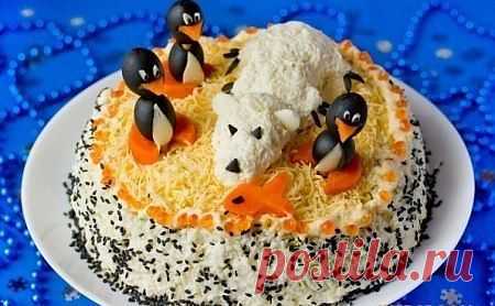 Праздничный салатик "Северный полюс".