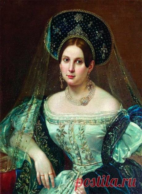 Портрет неизвестной в придворном русском платье (ок.1835). Государственный Эрмитаж  |  Русский живописец Пимен Никитич Орлов  | subscribe.ru