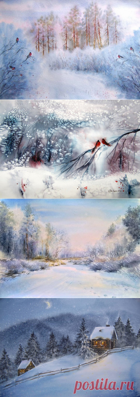 Зимний лес на картинах Е.Ивановой