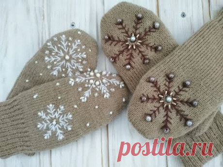 Как украсить варежки. How to decorate mittens.