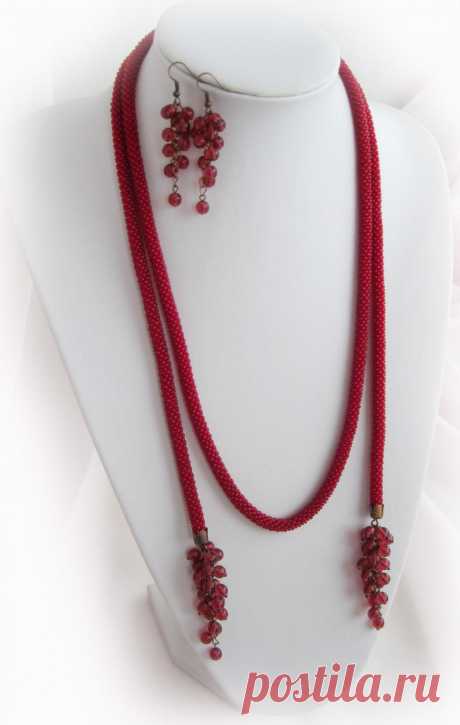 Лариат &quot;Мятный&quot; и &quot;Красная смородинка&quot; | biser.info - всё о бисере и бисерном творчестве