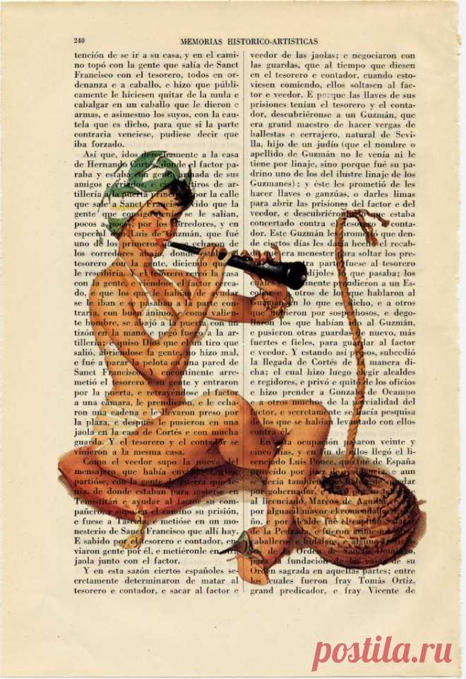 Cute Pin Up Girl Snake Charmer Art Print Vintage Burlesque