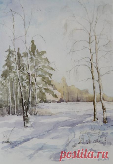 зимний пейзаж акварель: 11 тыс изображений найдено в Яндекс.Картинках