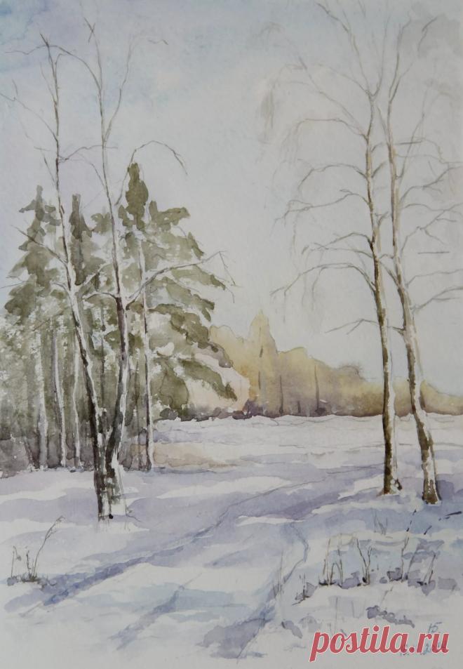 зимний пейзаж акварель: 11 тыс изображений найдено в Яндекс.Картинках