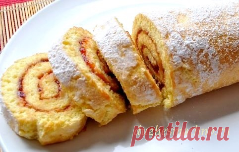 Бисквитный рулет | Вкусные рецепты