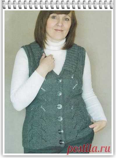 Галкин Дневник: Женский жилет спицами, на пуговицах