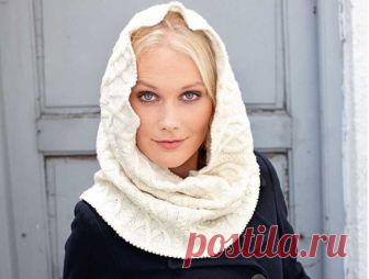 Тепленький шарф-труба белого цвета из категории Интересные идеи – Вязаные идеи, идеи для вязания