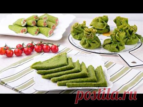 🥞🥬 Закусочные Шпинатные Блинчики с двумя аппетитными начинками - Красиво, Вкусно, Полезно! 🥞🥬
