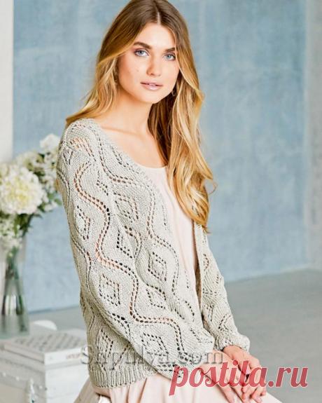 Жакет с крупным ажурным узором спицами &amp;mdash; Shpulya.com - схемы с описанием для вязания спицами и крючком