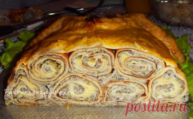 Курочка фаршированная блинчиками с грибами - Перчинка Хозяюшка -