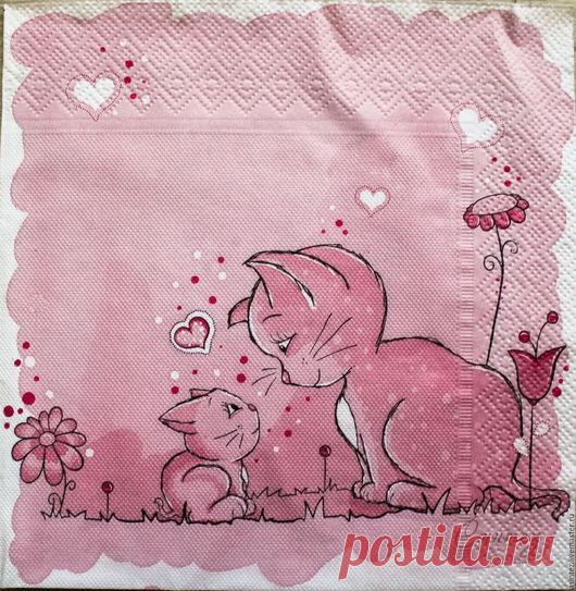 Купить 15шт салфетки декупажные мама кошка и котенок салфетки для декупажа - салфетка декупаж