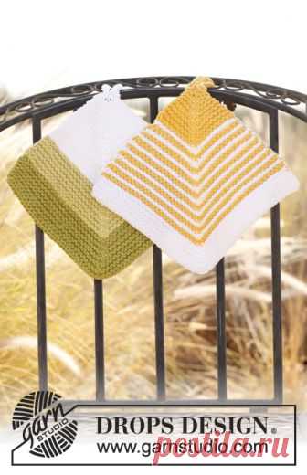DROPS Extra 0-828 - Free knitting patterns by DROPS Design Knitted DROPS pot holders with domino pattern in “Ice”.