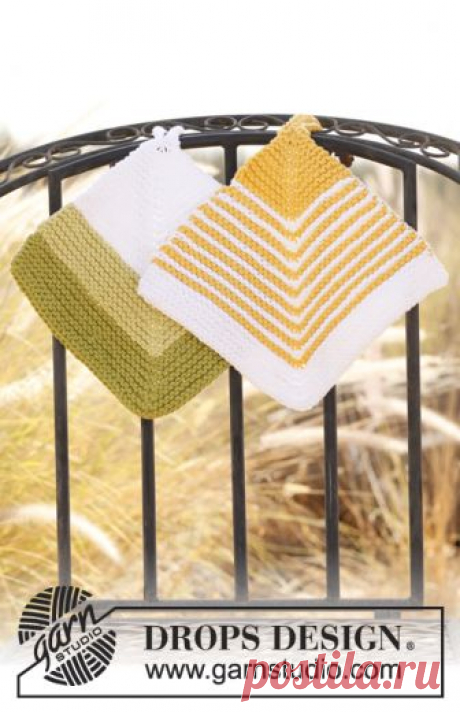 DROPS Extra 0-828 - Free knitting patterns by DROPS Design Knitted DROPS pot holders with domino pattern in “Ice”.