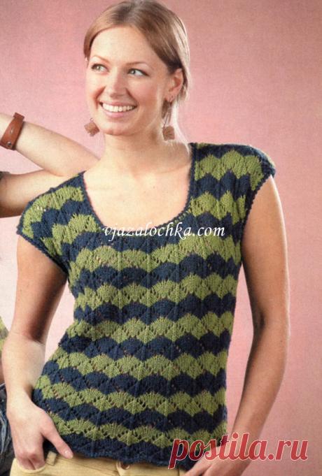 Двухцветный ажурный топ