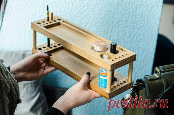 makeup storage / makeup organizer / bathroom countertop / makeup brush holder / beauty station / cosmetic organizer / lipstick holder / gift Ladies have always sought for perfection. It is essential to look fabulous and attractive. Every day, women spend a couple of hours for their morning makeup. This time needs to be spent with maximum efficiency and comfort.  Lily - is the smallest model of wooden makeup storage in