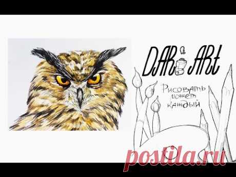 Для начинающих! Как нарисовать сову акварелью! #Dari_Art #рисоватьМОЖЕТкаждый