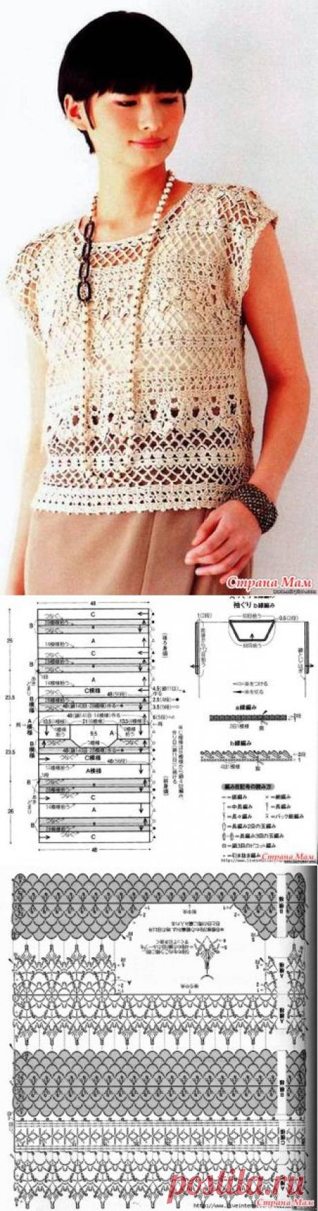 Изысканная ажурная безрукавка на лето. Крючок.: Дневник группы &quot;ВЯЗАНАЯ МОДА+ ДЛЯ НЕМОДЕЛЬНЫХ ДАМ&quot; - Страна Мам