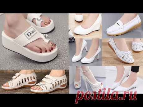 NEW DESIGNS OF WHITE SANDALS SHOES FLAT & LOAFERS|| WHITE SANDALS/SLIPPERS/SHOES FOR WOMEN||#SBLEO