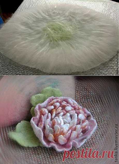 Роза и пион на круглом шаблоне, валяние - Ярмарка Мастеров - ручная работа, handmade