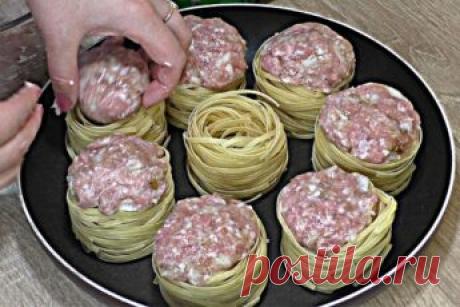 ГНЁЗДА ИЗ МАКАРОН с фаршем. Вкусный ужин за 30 минут!