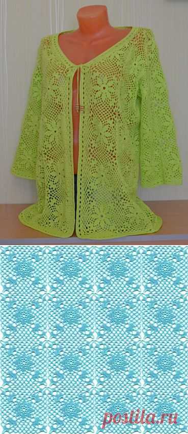 Нежный жакетик крючком.